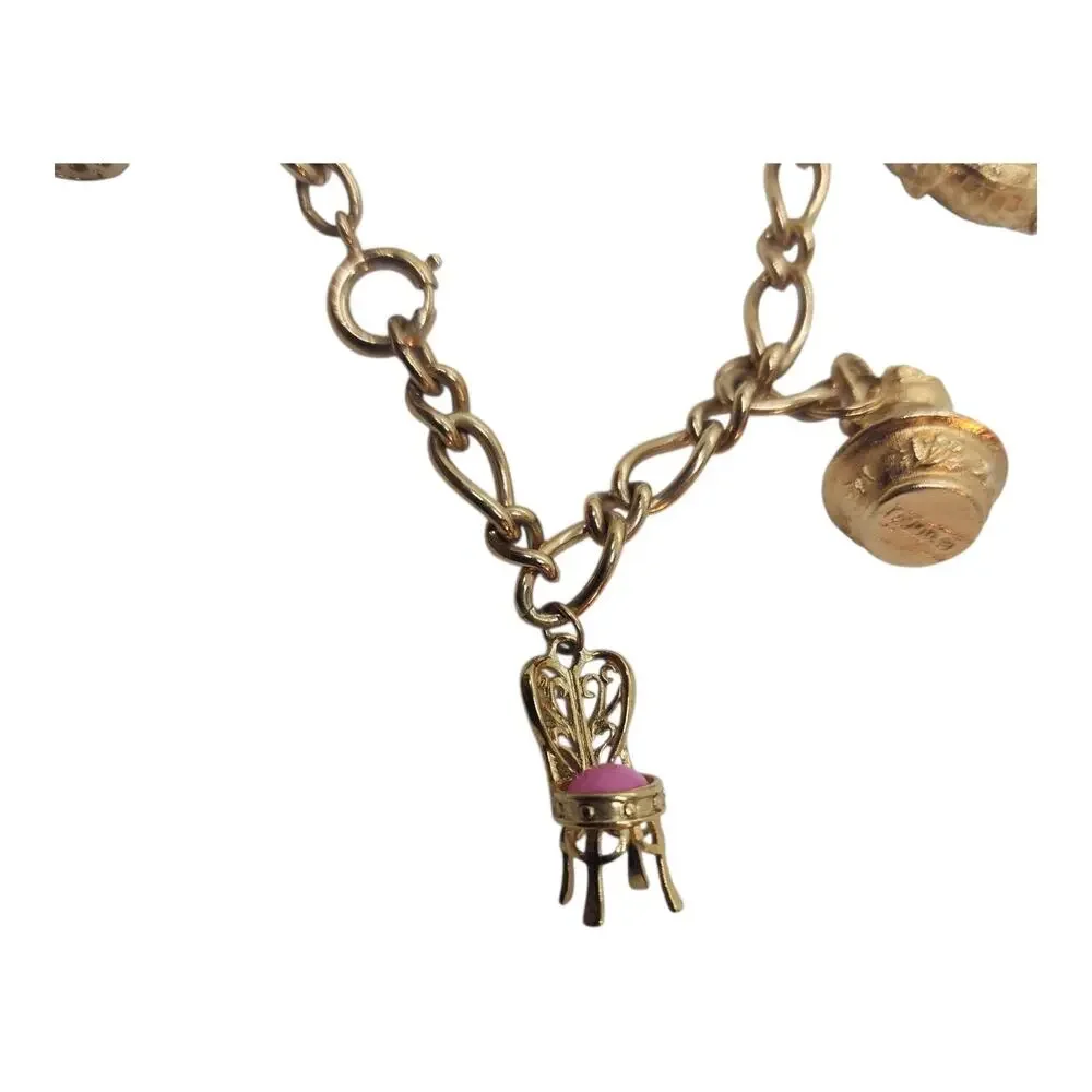 Vintage Avon Home Sweet Home Charm Bracelet Gold Tone Furniture House Charms
